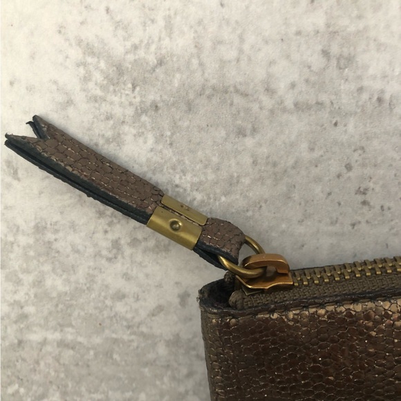 Madewell Small Zip Pouch in Metallic Leather NEW - Picture 2 of 9